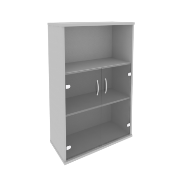 Шкаф средний широкий со стеклом Рива  (2 низкие двери стекло) &mdash; Аэлита