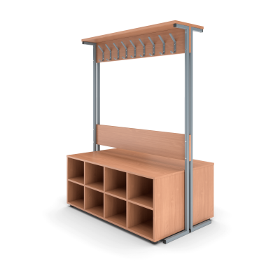 Вешалка напольная двухсторонняя с тумбой для обуви &mdash; Аэлита