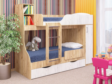 Кровать двухъярусная БАШМАЧОК 1890х2280х1080 &mdash; Аэлита